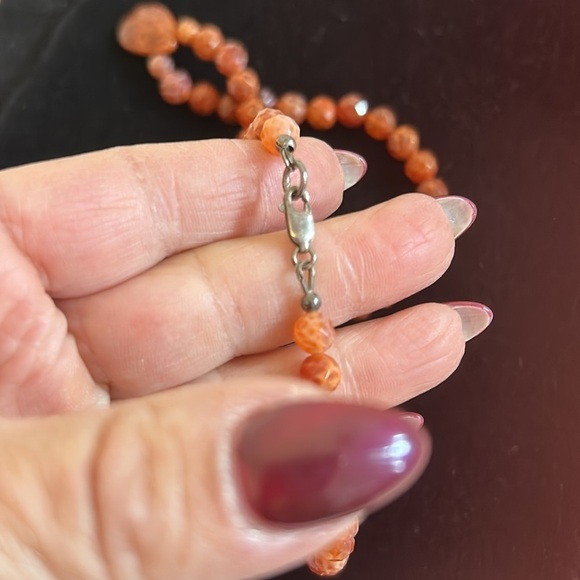 Rust Color Carnelian Beaded Necklace - Picture 8 of 9